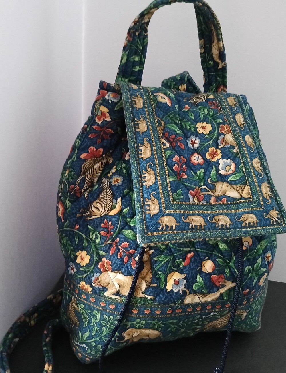 Vintage Vera Bradley quilted bag retired blue Animal Kingdom safar Backpack